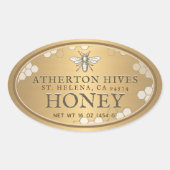 ハラルビーメタリック金ゴールドハニーラベル楕円形 楕円形シール (正面)