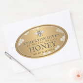 ハラルビーメタリック金ゴールドハニーラベル楕円形 楕円形シール (封筒)