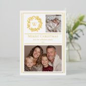 ハリとベリーのモノグラム写真　クリスマスホリデー 箔シーズンカード (立ち正面)