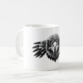 ハリアホークヘッドブラック&ホワイトTシャツ コーヒーマグカップ (正面左)