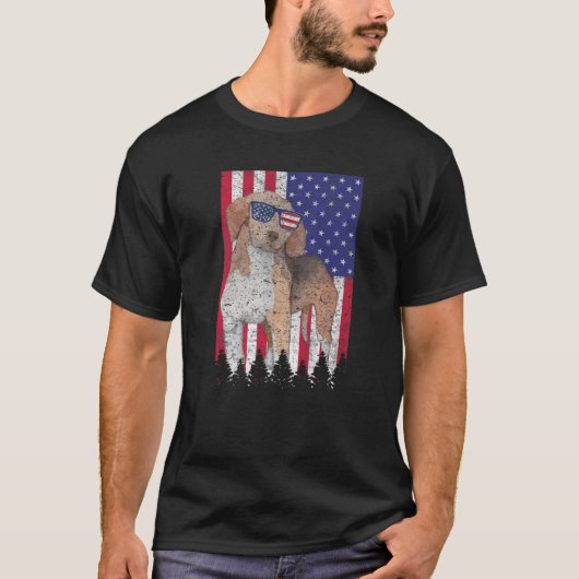 ハリアー愛国犬アメリカプライドアメリカ国旗 Tシャツ (正面)