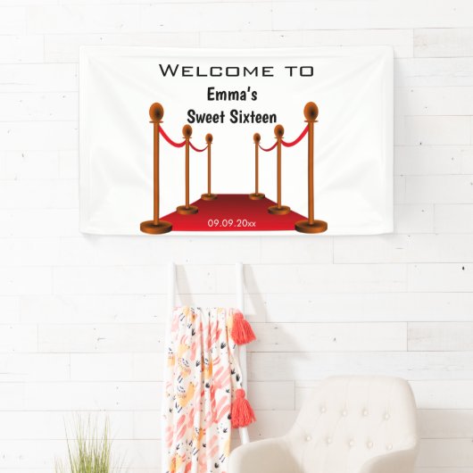 ハリウエレガントッドレッドカーペットスウィート16誕生日 横断幕 (インサイチュ)
