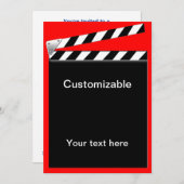 ハリウッドのクラッパーボードがカスタマイズ可能 招待状 (正面/裏面)