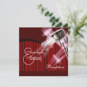 ハリウッドの結婚式のレセプションレッド白黒 招待状 (スタンド正面)