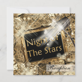 ハリウッドの結婚式の披露宴金ゴールドブラック 招待状