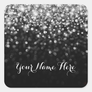 ハリウッドの銀製の黒い輝きの魅力的な場所のステッカー スクエアシール