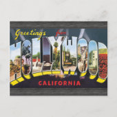 ハリウッドカリフォルニアからの挨拶ヴィンテージ ポストカード (正面)