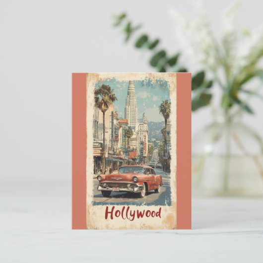 ハリウッドカリフォルニアヴィンテージカー旅行 ポストカード (スタンド正面)