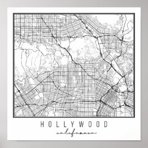 ハリウッドカリフォルニア通りマップ ポスター