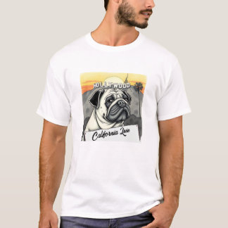 ハリウッドパグカリフォルニアリヴィン Tシャツ