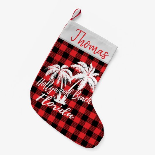 ハリウッドビーチフロリダパームツリーズ スモールクリスマスストッキング (正面 (吊り時))