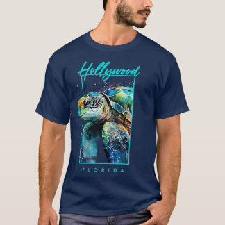 ハリウッドフロリダウォーターカラーシーカメポートレート Tシャツ