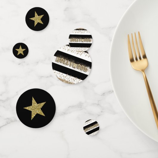 ハリウッドブラック&ホワイト金ゴールドグリッタースターズパーティー コンフェッティ (グループ)