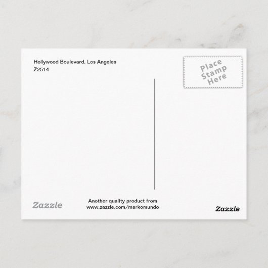 ハリウッドブルバード、ロサンゼルスヴィンテージ ポストカード (裏面)