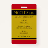 ハリウッドプレミアVIPバースデーパーティーの招待 バッジ (裏面)