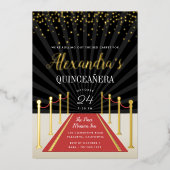 ハリウッドレッドカーペットクインセアニラ金ゴールド 箔招待状 (正面)