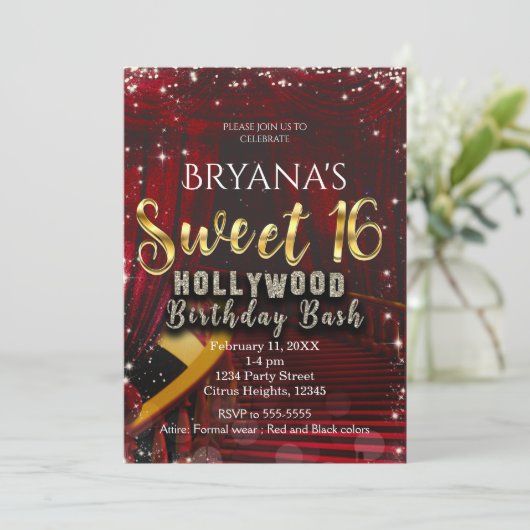 ハリウッドレッドカーペットステアーススウィート16誕生日 招待状 (スタンド正面)