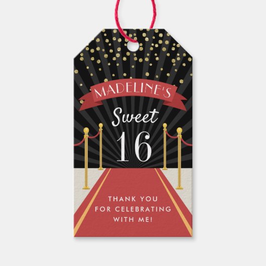 ハリウッドレッドカーペットパーソナライズされたありがとうございました ギフトタグ (正面)