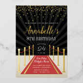 ハリウッドレッドカーペット映画ナイトバースデーパーティー 箔招待状 (正面)