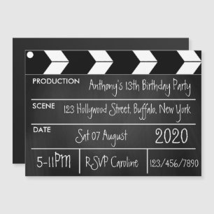 ハリウッド映画のテーマの誕生日パーティーチョークボード マグネット招待状