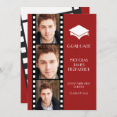 ハリウッド映画のフィルムストリップを使った卒業おめでとうのご案内 招待状 (正面/裏面)