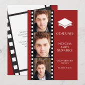 ハリウッド映画のフィルムストリップを使った卒業おめでとうの発表 招待状 (正面/裏面)