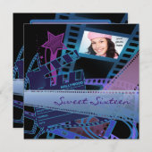 ハリウッド映画スター甘い16誕生日パーティー 招待状 (正面/裏面)