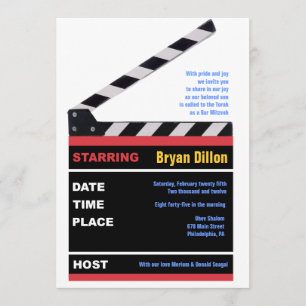 ハリウッド映画テーマバーバー(ユダヤ教の)バル・ミツバー招待状 招待状