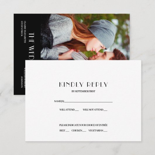 ハリウッド映画ポスター 結婚式出欠確認返信カード 招待状 (正面/裏面)