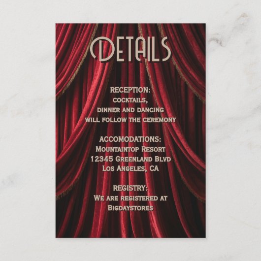 ハリウッド映画レッドカー結婚ペット詳細 エンクロージャーカード (正面)