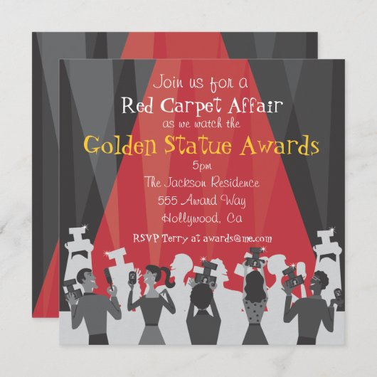 ハリウッド映画賞パーティの招待状 招待状 (正面/裏面)