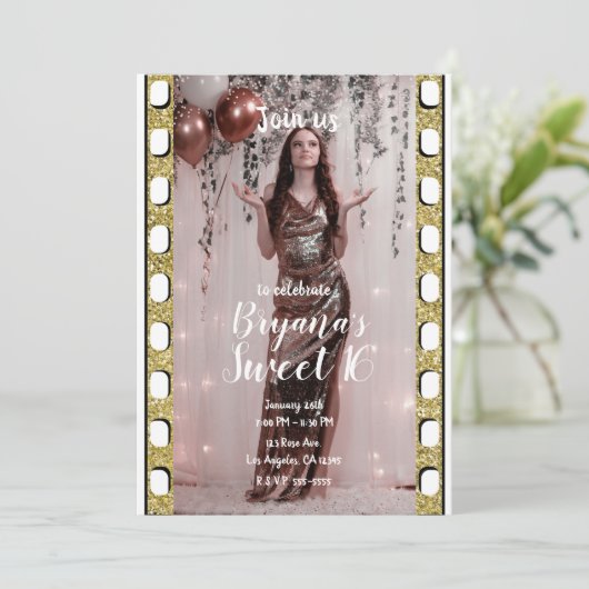 ハリウッド映画金ゴールドピンクスターフィルムスウィート16 招待状 (スタンド正面)