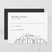 ハリウッド結婚ズ |スタイル化されたスカイラインRSVP 出欠カード (正面/裏面)