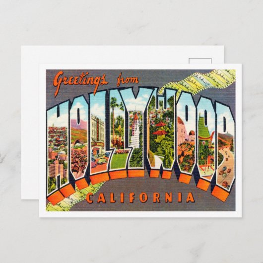 ハリウッド、カリフォルニアトラベルからの挨拶 ポストカード (正面/裏面)