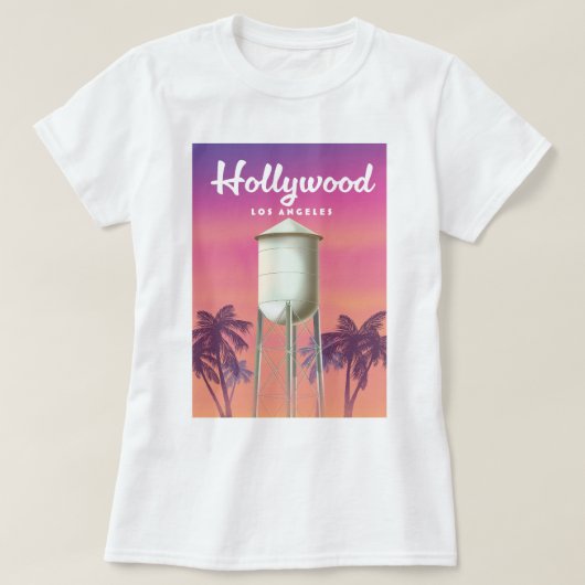 ハリウッド ロサンゼルス 旅行ポスター Tシャツ (デザイン正面)
