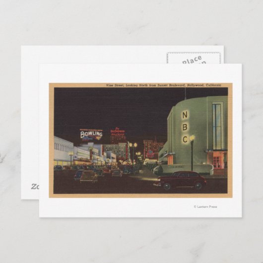 ハリウッド, CA – サンセットからのつる植物通り ポストカード (正面/裏面)