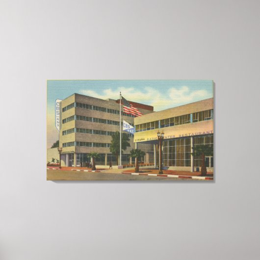 ハリウッド、CAColumbia Square、KNX放送 キャンバスプリント (正面)