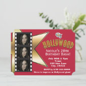 ハリウッド RED 3枚 写真 誕生日パーティー招待状 招待状 (スタンド正面)