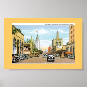 ハリウッドBlvd. Vintage Postcard ポスター