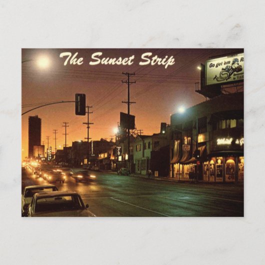 ハリウッドCAサンセットストリップ1960sレトロヴィンテージ ポストカード (正面)