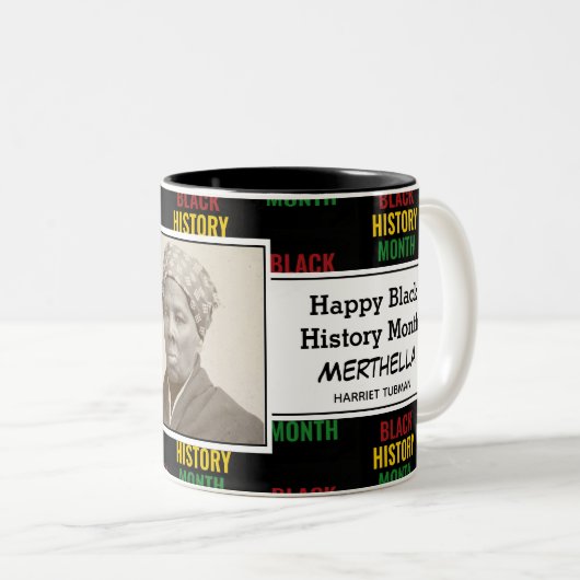 ハリエット・トゥブパーソナライズされたマン |黒い履歴月 ツートーンマグカップ (正面右)