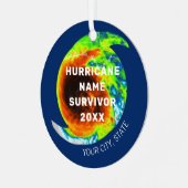 ハリケーン生存者記念パーソナライズされた メタルオーナメント (正面左)