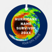 ハリケーン生存者記念パーソナライズされた メタルオーナメント (正面)