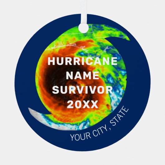 ハリケーン生存者記念パーソナライズされた メタルオーナメント (正面)