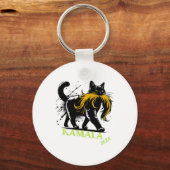 ハリスおもしろいレトロ子なしキャットレディープレジデント20 キーホルダー (正面)