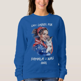 ハリスとウォルズの政治家向けキャットレディース スウェットシャツ