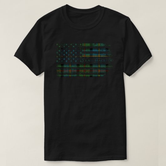 ハリスのクランMacLeodスコットランドタータンチェック米国国旗kil Tシャツ (デザイン正面)