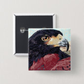 ハリスのタカの織物 缶バッジ (正面&裏面)