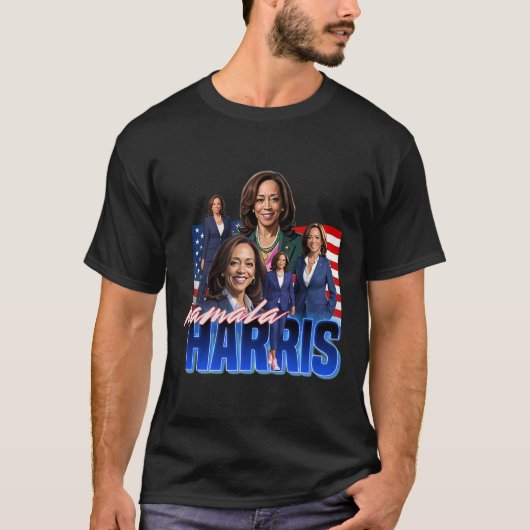 ハリスアメリカ国旗の海賊旗 Tシャツ (正面)