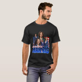 ハリスアメリカ国旗の海賊旗 Tシャツ (正面フル)